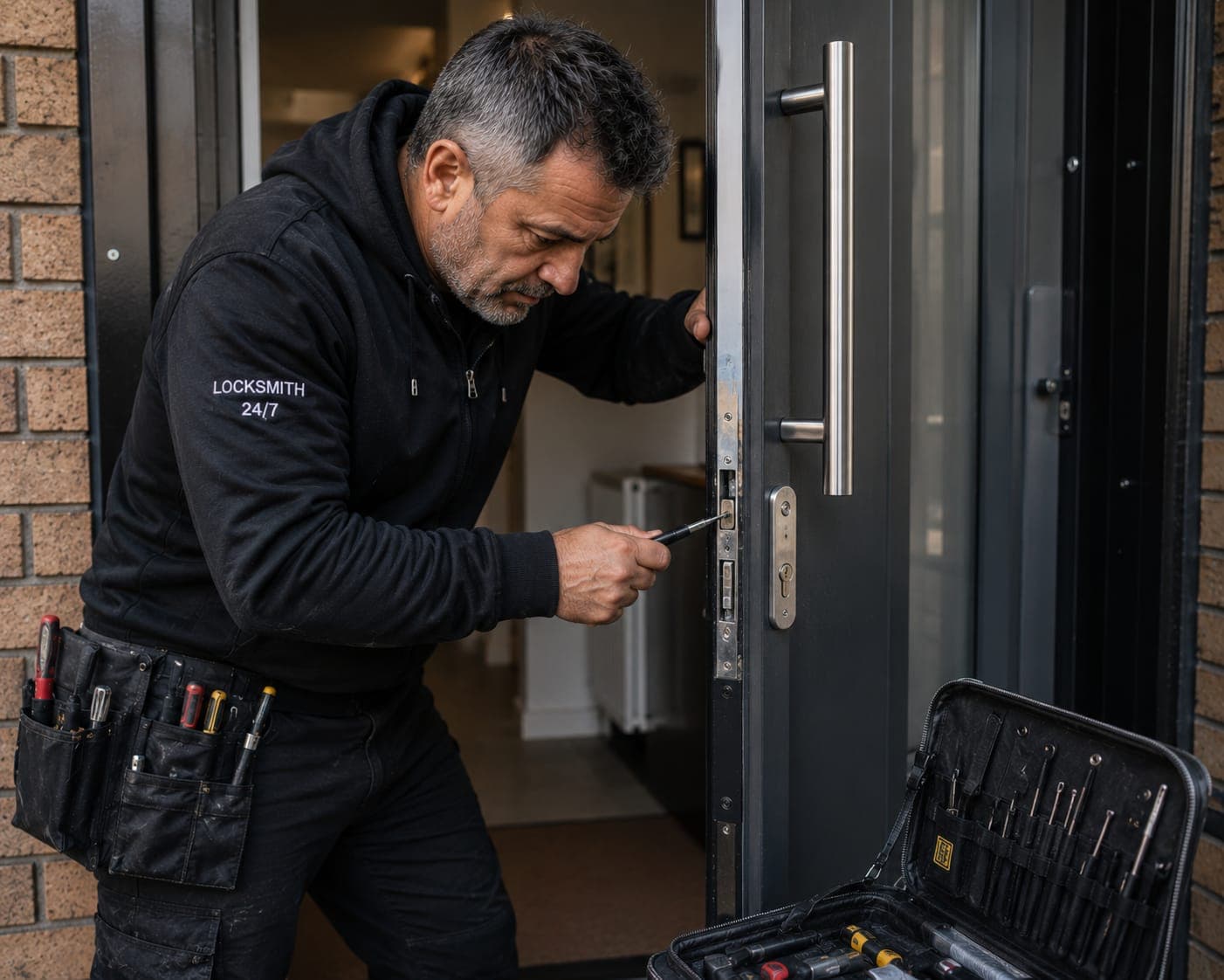 Locksmith carrying out careful entry work